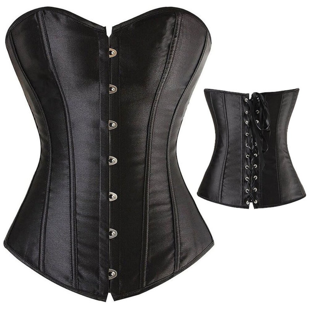 Black Satin Corset, Size Large